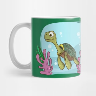 Hand Drawn Sea Turtle Cartoon Mug